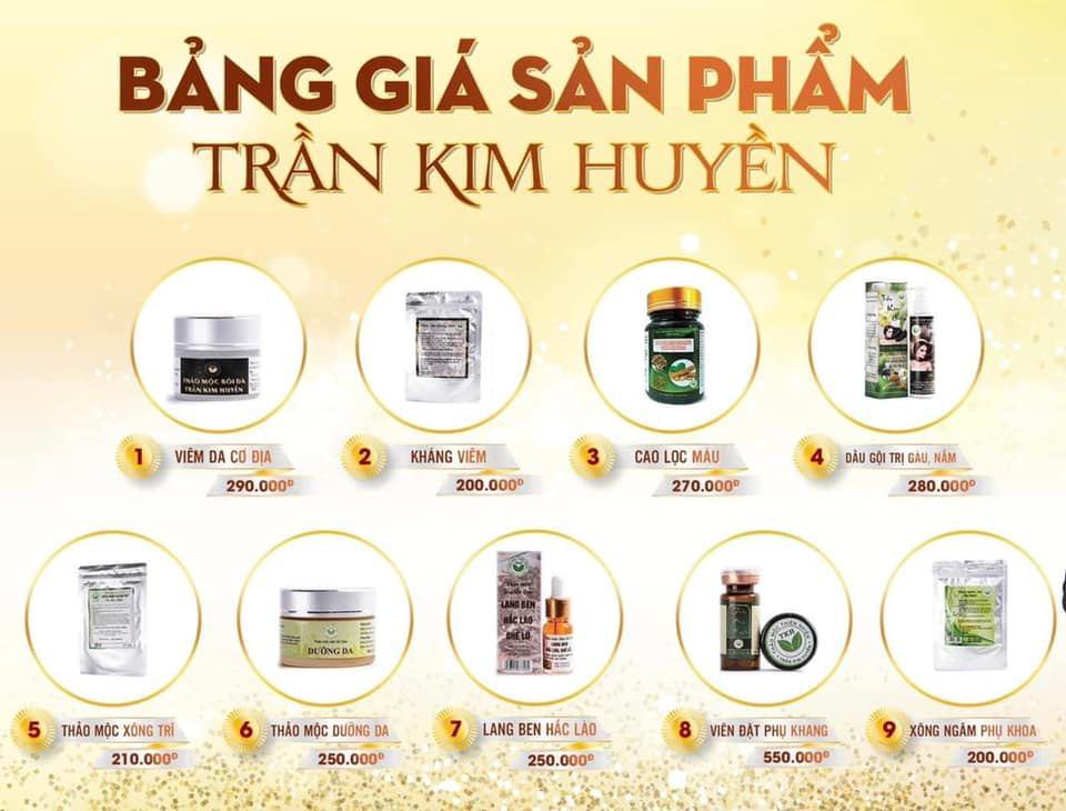 Bảng giá sản phẩm Trần Kim Huyền 3